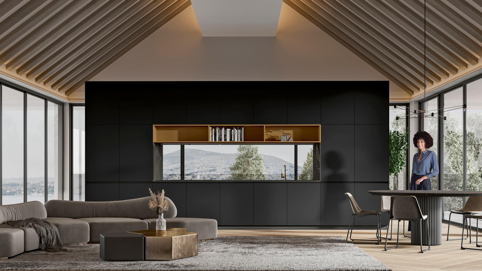 AL32 Ribbed Black Glass